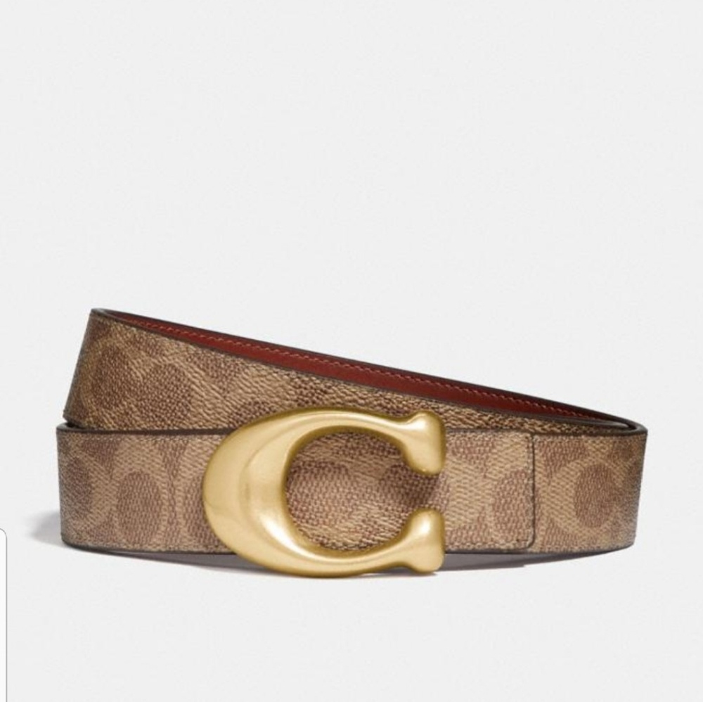 Sculpted Signature Reversible Belt In Signature